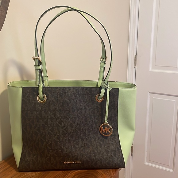 Michael Kors Handbags - Michael Kors Signature Brown & Green Tote